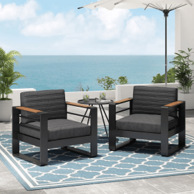 Outdoor Club Chair, Black + Natural + Dark Gray