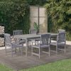 7 Piece Patio Dining Set Solid Wood Acacia Gray