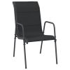 5 Piece Patio Dining Set Black Steel and Textilene