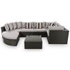 GO 7-piece Outdoor Wicker Sofa Set, Rattan Sofa Lounger, With Colorful Pillows, Conversation Sofa, For Patio, Garden, Deck, Brown Wicker, Gray Cushion