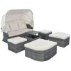 U_STYLE Outdoor Patio Furniture Set Daybed Sunbed with Retractable Canopy Conversation Set Wicker Furniture (As same as WY000281AAE)