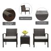 3pcs 2pcs Arm Chairs 1pc Coffee Table Rattan Sofa Set Brown Gradient