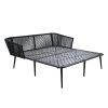 TOPMAX Outdoor Patio Daybed, Woven Nylon Rope Backrest with Washable Cushions for Balcony, Poolside, Set for 2 Person, Gray