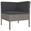 3 Piece Patio Lounge Set with Cushions Poly Rattan Gray