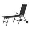 Outdoor Chaise Lounge Chairs Aluminum Adjustable Chair with Wheels for Poolside Beach Patio Reclining Sunbathing Lounger, Grey