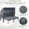 TOPMAX 3-Piece Patio Daybed with Retractable Canopy Outdoor Metal Sectional Sofa Set Sun Lounger with Cushions for Backyard, Porch, Poolside,Grey