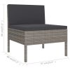 3 Piece Patio Lounge Set with Cushions Poly Rattan Gray