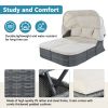 U_STYLE Outdoor Patio Furniture Set Daybed Sunbed with Retractable Canopy Conversation Set Wicker Furniture (As same as WY000281AAE)