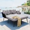 TOPMAX Outdoor Patio Daybed, Woven Nylon Rope Backrest with Washable Cushions for Balcony, Poolside, Set for 2 Person, Gray