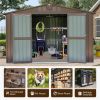 Outdoor Storage Shed 10'x8', Metal Tool Sheds Storage House with Lockable Double Door,Large Bike Shed Waterproof for Garden,Backyard,Lawn(Brown)