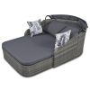 79.9" Outdoor Sunbed with Adjustable Canopy; Double lounge; PE Rattan Daybed; White Wicker; Gray Cushion