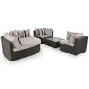 GO 7-piece Outdoor Wicker Sofa Set, Rattan Sofa Lounger, With Colorful Pillows, Conversation Sofa, For Patio, Garden, Deck, Brown Wicker, Gray Cushion