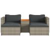 5 Piece Patio Sofa Set with Cushions Gray Poly Rattan Acacia