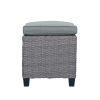 6-Piece Outdoor Rattan Wicker Set Patio Garden Backyard Sofa; Chair; Stools and Table(Gray Rattan+Gray Cushion)