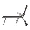 Outdoor Chaise Lounge Chairs Aluminum Adjustable Chair with Wheels for Poolside Beach Patio Reclining Sunbathing Lounger, Grey