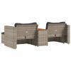 5 Piece Patio Sofa Set with Cushions Gray Poly Rattan Acacia