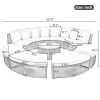 Outdoor Patio Furniture Luxury Circular Outdoor Sofa Set Rattan Wicker Sectional Sofa Lounge Set with Tempered Glass Coffee Table, 6 Pillows,Beige