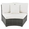 Outdoor Patio Furniture Luxury Circular Outdoor Sofa Set Rattan Wicker Sectional Sofa Lounge Set with Tempered Glass Coffee Table, 6 Pillows,Beige