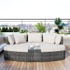 TOPMAX 6-Piece Patio Outdoor Conversation Round Sofa Set, PE Wicker Rattan Separate Seating Group with Coffee Table, Beige