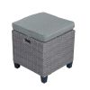 6-Piece Outdoor Rattan Wicker Set Patio Garden Backyard Sofa; Chair; Stools and Table(Gray Rattan+Gray Cushion)