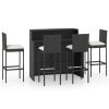 5 Piece Patio Bar Set with Cushions Black