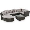 GO 7-piece Outdoor Wicker Sofa Set, Rattan Sofa Lounger, With Colorful Pillows, Conversation Sofa, For Patio, Garden, Deck, Brown Wicker, Gray Cushion