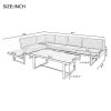 TREXM 3-Piece Modern Multi-Functional Outdoor Sectional Sofa Set with Height-adjustable Seating and Coffee Table for Patio, Garden and Backyard (Grey)