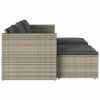 5 Piece Patio Sofa Set with Cushions Gray Poly Rattan Acacia