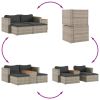 5 Piece Patio Sofa Set with Cushions Gray Poly Rattan Acacia