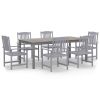 7 Piece Patio Dining Set Solid Wood Acacia Gray