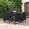 7 Piece Patio Dining Set with Cushions Poly Rattan and Glass