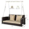 49in Brown Gradient Rattan Beige Cushion Rattan Swing Chair(Swing frames not included)