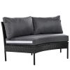 U_STYLE Patio Furniture Set, 3 Piece Curved Outdoor Conversation Set, All Weather Sectional Sofa with Cushions