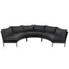 U_STYLE Patio Furniture Set, 3 Piece Curved Outdoor Conversation Set, All Weather Sectional Sofa with Cushions