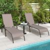 2 Pieces Outdoor Patio Lounge Chair Chaise Fabric with Adjustable Reclining Armrest