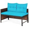 3 Pieces Outdoor Patio Corner Rattan Sofa Set