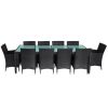 11 Piece Patio Dining Set with Cushions Poly Rattan Black