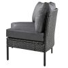 U_STYLE Patio Furniture Set, 3 Piece Curved Outdoor Conversation Set, All Weather Sectional Sofa with Cushions