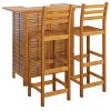 3 Piece Patio Bar Set Solid Wood Acacia