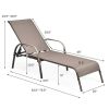 2 Pieces Outdoor Patio Lounge Chair Chaise Fabric with Adjustable Reclining Armrest