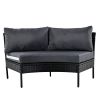 U_STYLE Patio Furniture Set, 3 Piece Curved Outdoor Conversation Set, All Weather Sectional Sofa with Cushions