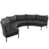 U_STYLE Patio Furniture Set, 3 Piece Curved Outdoor Conversation Set, All Weather Sectional Sofa with Cushions