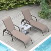 2 Pieces Outdoor Patio Lounge Chair Chaise Fabric with Adjustable Reclining Armrest