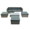 Patio Furniture Sets, 5-Piece Patio Wicker Sofa with Adustable Backrest, Cushions, Ottomans and Lift Top Coffee Table